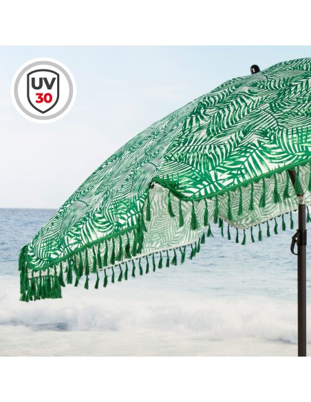 Aktive Guarda-sol de praia 180 cm samambaias com franjas | Distria