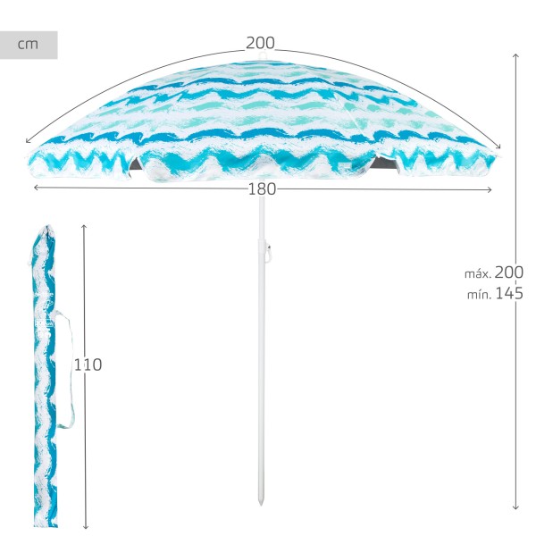 Aktive guarda-sol de praia ondas de 200 cm | Distria