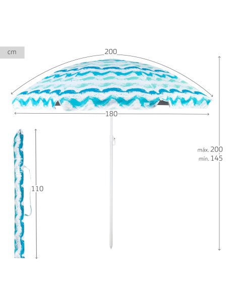Aktive guarda-sol de praia ondas de 200 cm | Distria