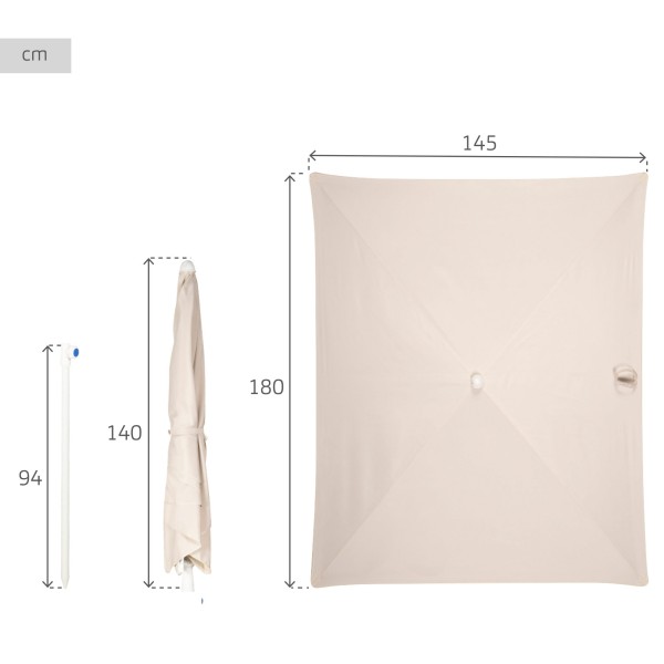 Aktive Guarda-sol de terraço com 4 nervuras, 180 cm, bege UV30 | Distria