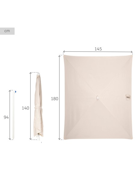 Aktive Guarda-sol de terraço com 4 nervuras, 180 cm, bege UV30 | Distria