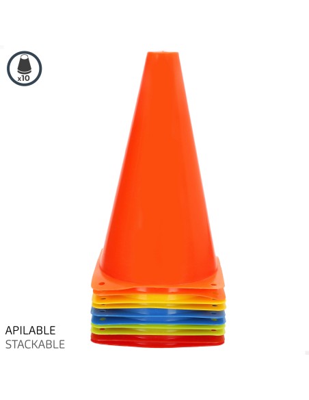 Conjunto de 10 cones de treinamento Aktive 23 cm multicoloridos empilháveis | Distria