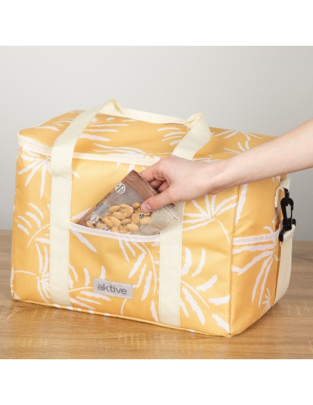 Bolsa térmica amarela de 16 litros com lençóis brancos Aktive | Distria