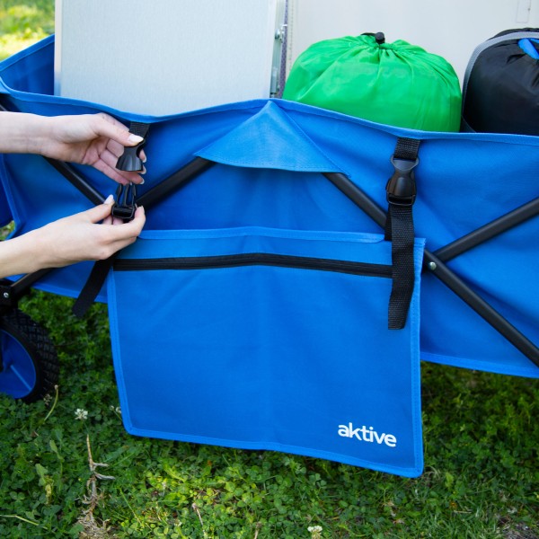 Carrinho de praia azul com rodas todo terreno 360º | Distria