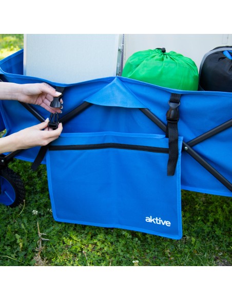 Carrinho de praia azul com rodas todo terreno 360º | Distria
