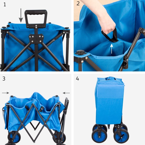 Carrinho de praia azul com rodas todo terreno 360º | Distria