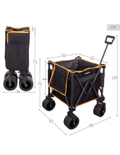Carrinho de praia dobrável preto com rodas grandes | Distria 2
