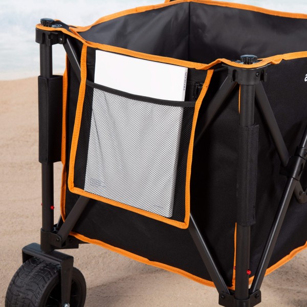 Carrinho de praia dobrável preto com rodas grandes | Distria