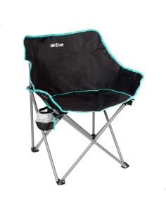 Aktive Cadeira de acampamento dobrável preta com porta-copos | Distria 2