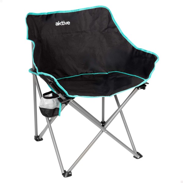 Aktive Cadeira de acampamento dobrável preta com porta-copos | Distria