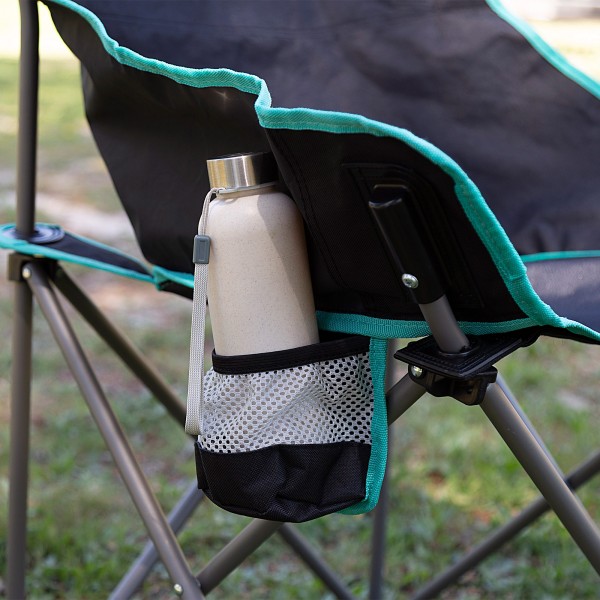 Aktive Cadeira de acampamento dobrável preta com porta-copos | Distria
