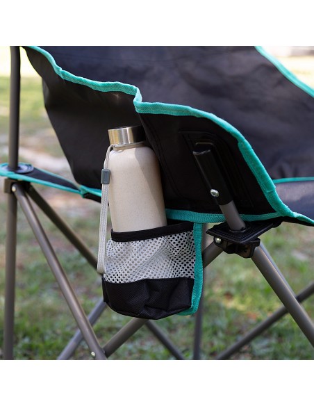 Aktive Cadeira de acampamento dobrável preta com porta-copos | Distria