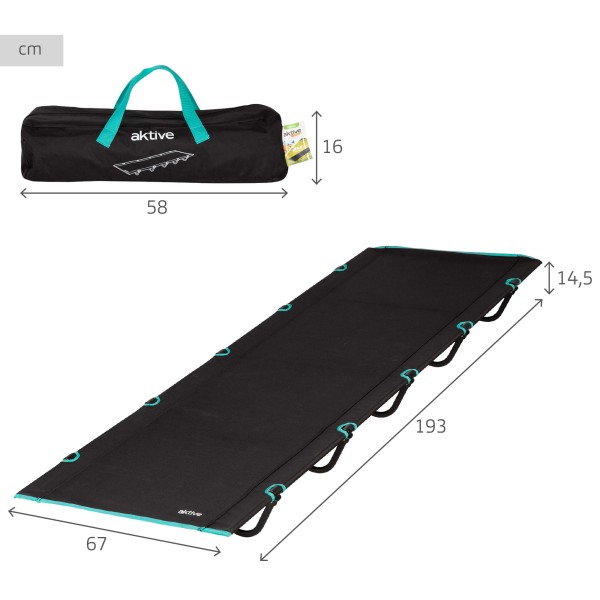Aktive Cama de acampamento dobrável preta | Distria