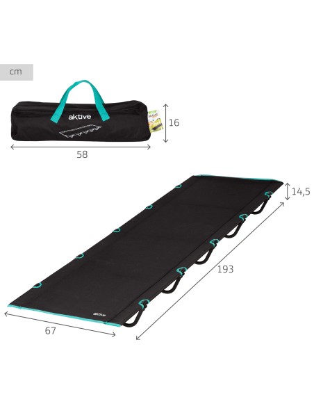Aktive Cama de acampamento dobrável preta | Distria