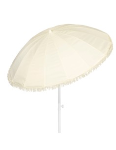 Aktive Guarda-sol de praia de 16 nervuras, 200 cm, bege com franjas