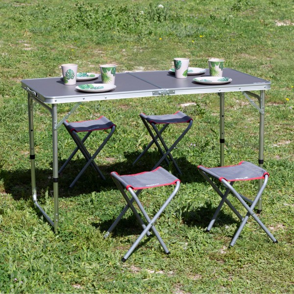 Aktive Mesa dobrável de alumínio com 4 bancos, com estojo | Distria