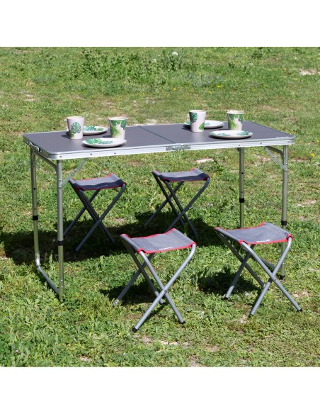 Aktive Mesa dobrável de alumínio com 4 bancos, com estojo | Distria