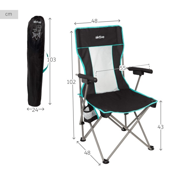 Cadeira de acampamento dobrável de luxo com encosto de malha | Distria
