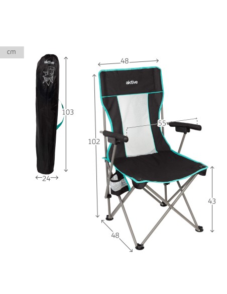 Cadeira de acampamento dobrável de luxo com encosto de malha | Distria