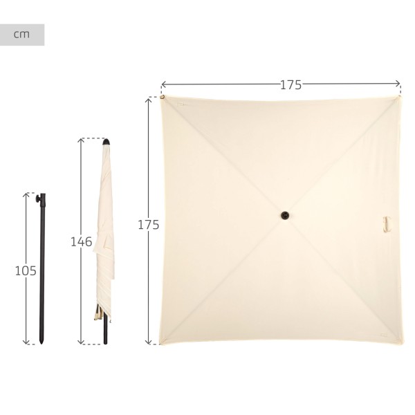 Aktive guarda-sol de jardim quadrado 175x175 cm bege | Distria