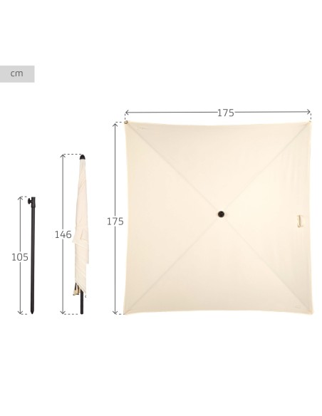 Aktive guarda-sol de jardim quadrado 175x175 cm bege | Distria