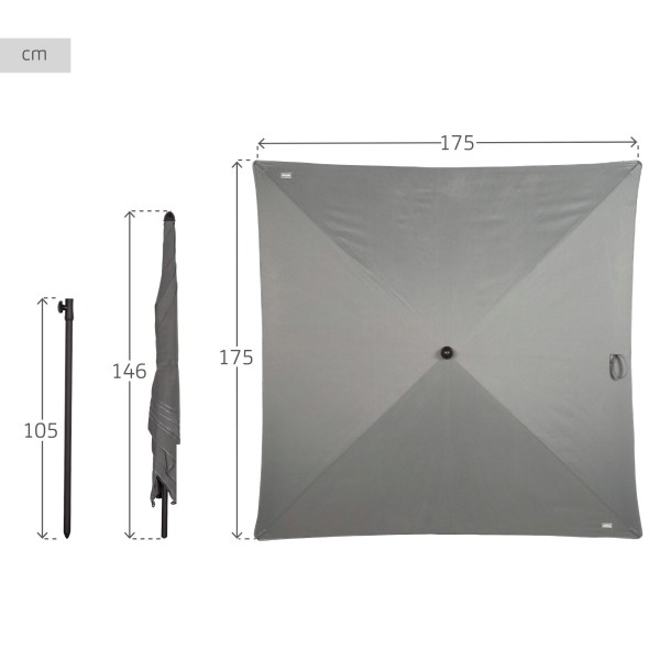 Aktive guarda-sol de jardim quadrado 175x175 cm cinza | Distria