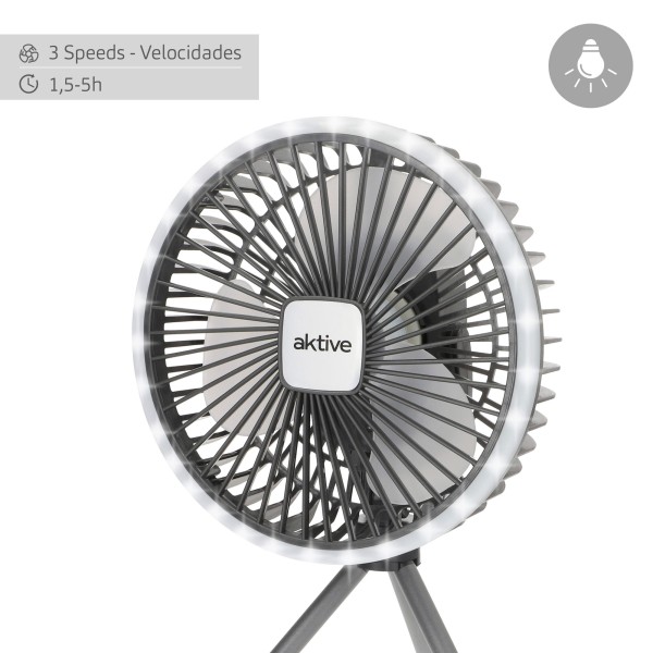 Ventoinha portátil 3 em 1 silenciosa com luz Aktive | Distria