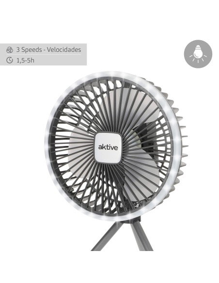 Ventoinha portátil 3 em 1 silenciosa com luz Aktive | Distria