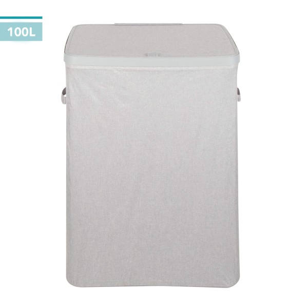 Cesto de roupa Max Home 100L Cinza Claro 2 Compartimentos | Distria