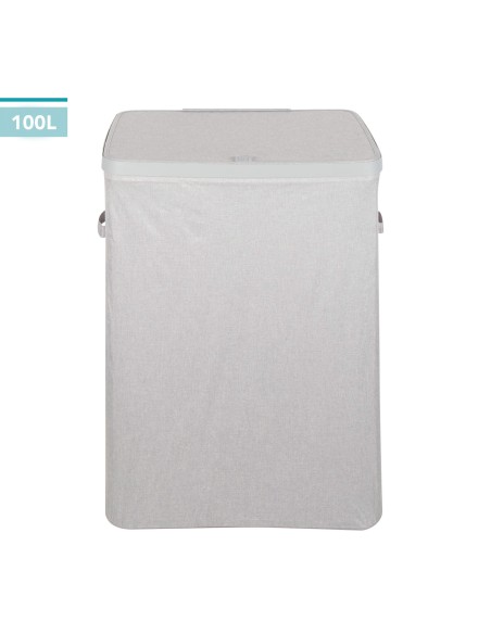 Cesto de roupa Max Home 100L Cinza Claro 2 Compartimentos | Distria