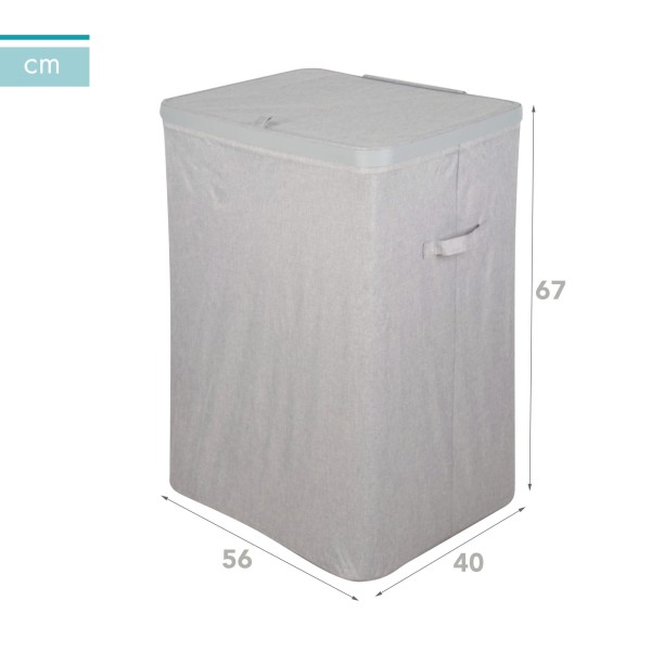 Cesto de roupa Max Home 100L Cinza Claro 2 Compartimentos | Distria