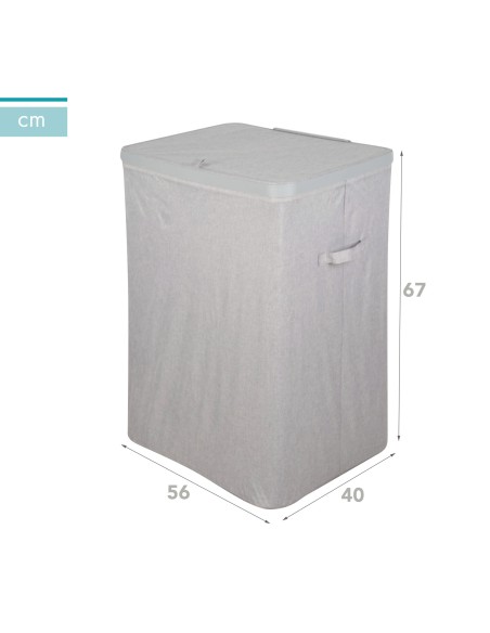 Cesto de roupa Max Home 100L Cinza Claro 2 Compartimentos | Distria