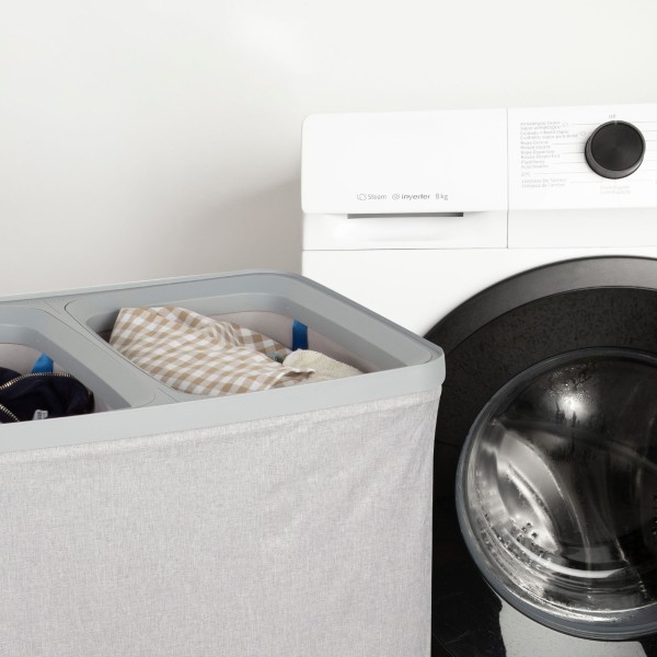 Cesto de roupa Max Home 100L Cinza Claro 2 Compartimentos | Distria