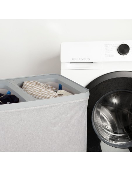 Cesto de roupa Max Home 100L Cinza Claro 2 Compartimentos | Distria