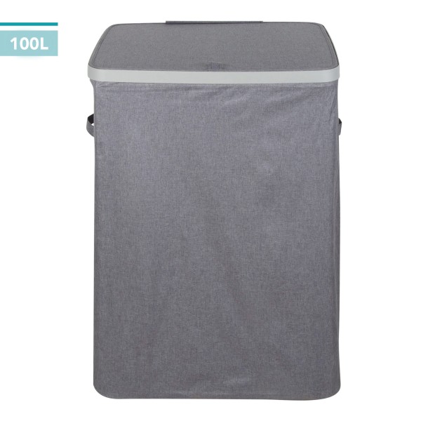 Cesto de roupa Max Home 100L Cinza Escuro 2 Compartimentos | Distria
