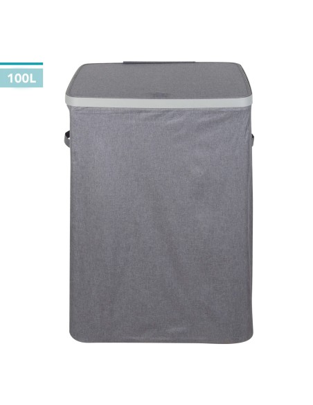 Cesto de roupa Max Home 100L Cinza Escuro 2 Compartimentos | Distria