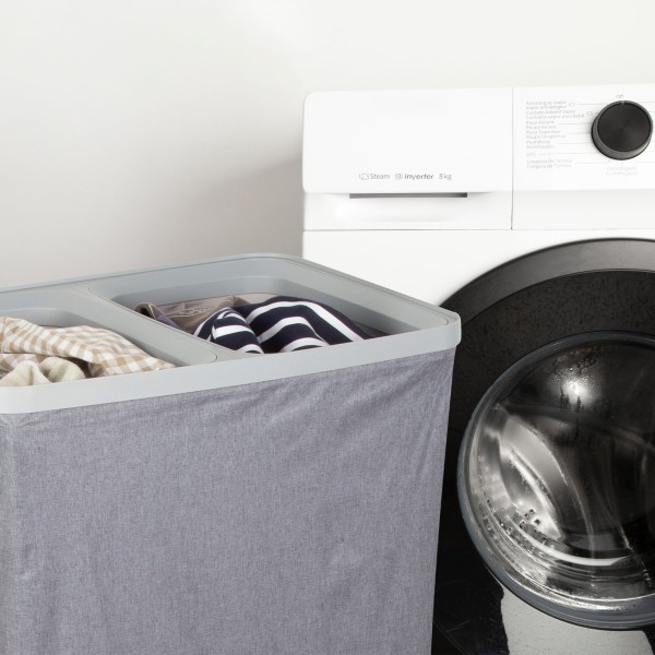 Cesto de roupa Max Home 100L Cinza Escuro 2 Compartimentos | Distria