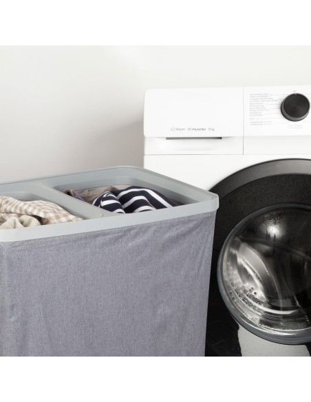 Cesto de roupa Max Home 100L Cinza Escuro 2 Compartimentos | Distria
