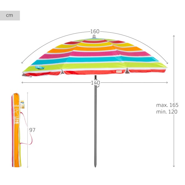 Guarda-sol de praia multicolorido 160 cm | Distria