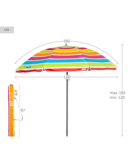 Guarda-sol de praia multicolorido 160 cm | Distria