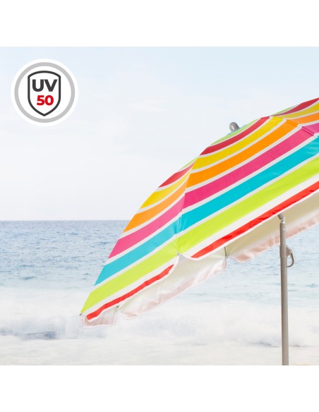 Guarda-sol de praia multicolorido 160 cm | Distria