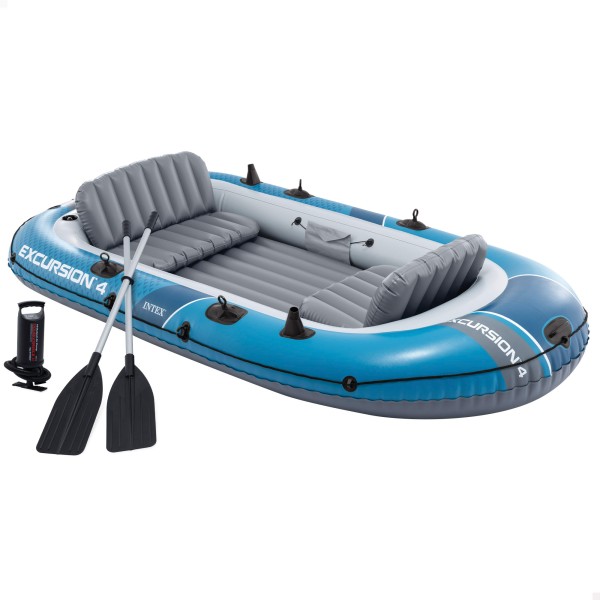 Barco insuflável Excursion 4 com remos e insuflador INTEX | Distria