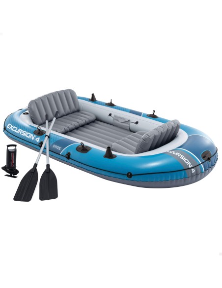 Barco insuflável Excursion 4 com remos e insuflador INTEX | Distria