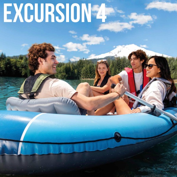 Barco insuflável Excursion 4 com remos e insuflador INTEX | Distria