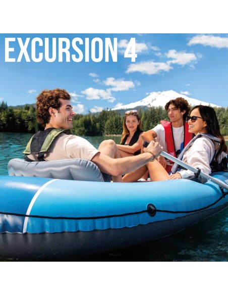 Barco insuflável Excursion 4 com remos e insuflador INTEX | Distria