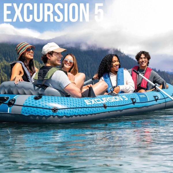 Barco insuflável Excursion 5 com remos e insuflador INTEX | Distria