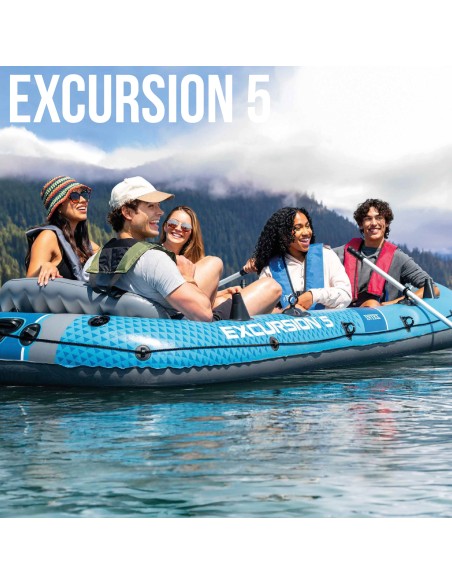 Barco insuflável Excursion 5 com remos e insuflador INTEX | Distria