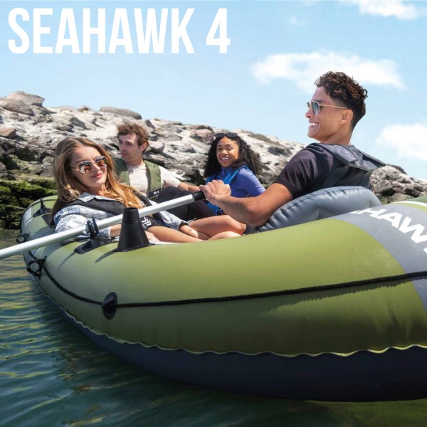 Barco insuflável Seahawk 4 com remos e insuflador INTEX | Distria