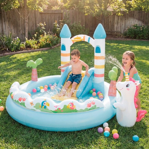 Piscina em forma de castelo de unicórnio  196x178x127 cm | Distria