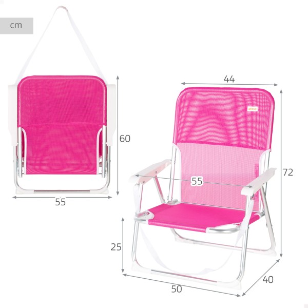 Cadeira de praia dobrável fúcsia 44x40x72 cm | Distria